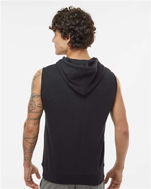 Solid Black Triblend Sleeveless Hooded Sweatshirt - 8877