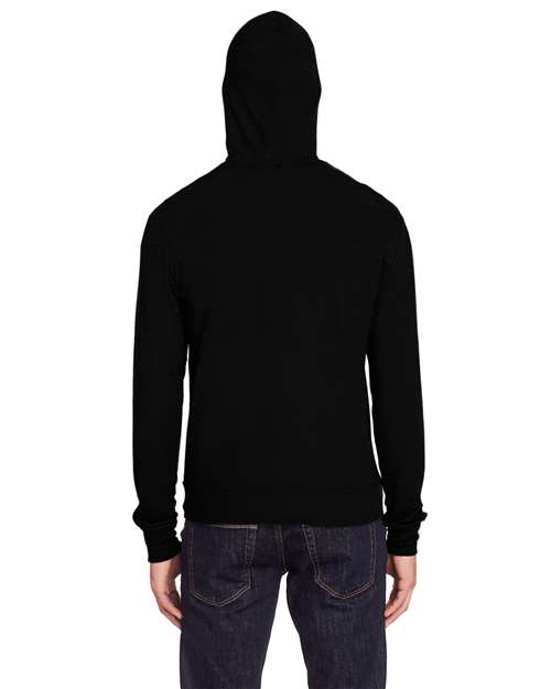 Solid Black Triblend Triblend Full-Zip Lightweight Hooded Sweatshirt - 302Z