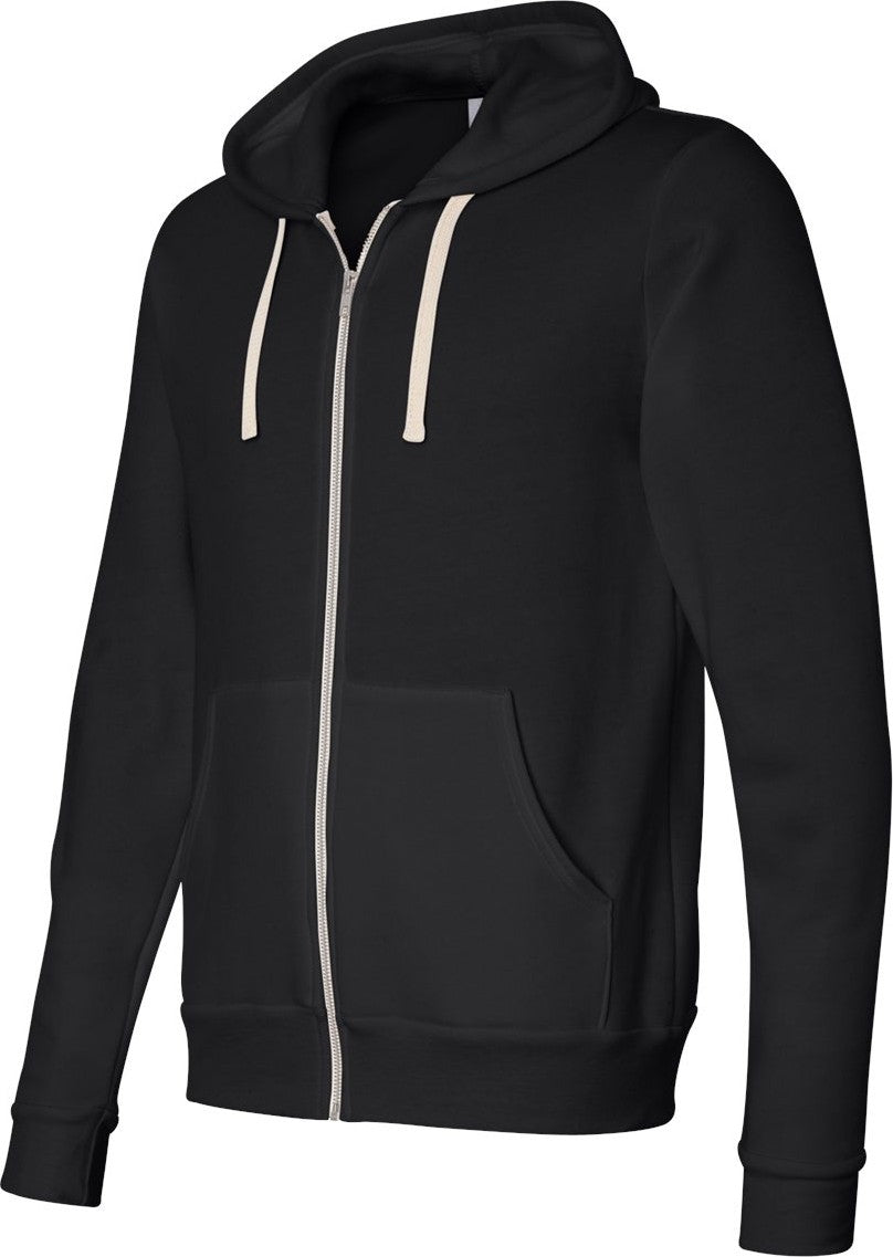 Solid Black Triblend Triblend Sponge Fleece Full-Zip Hoodie - 3909