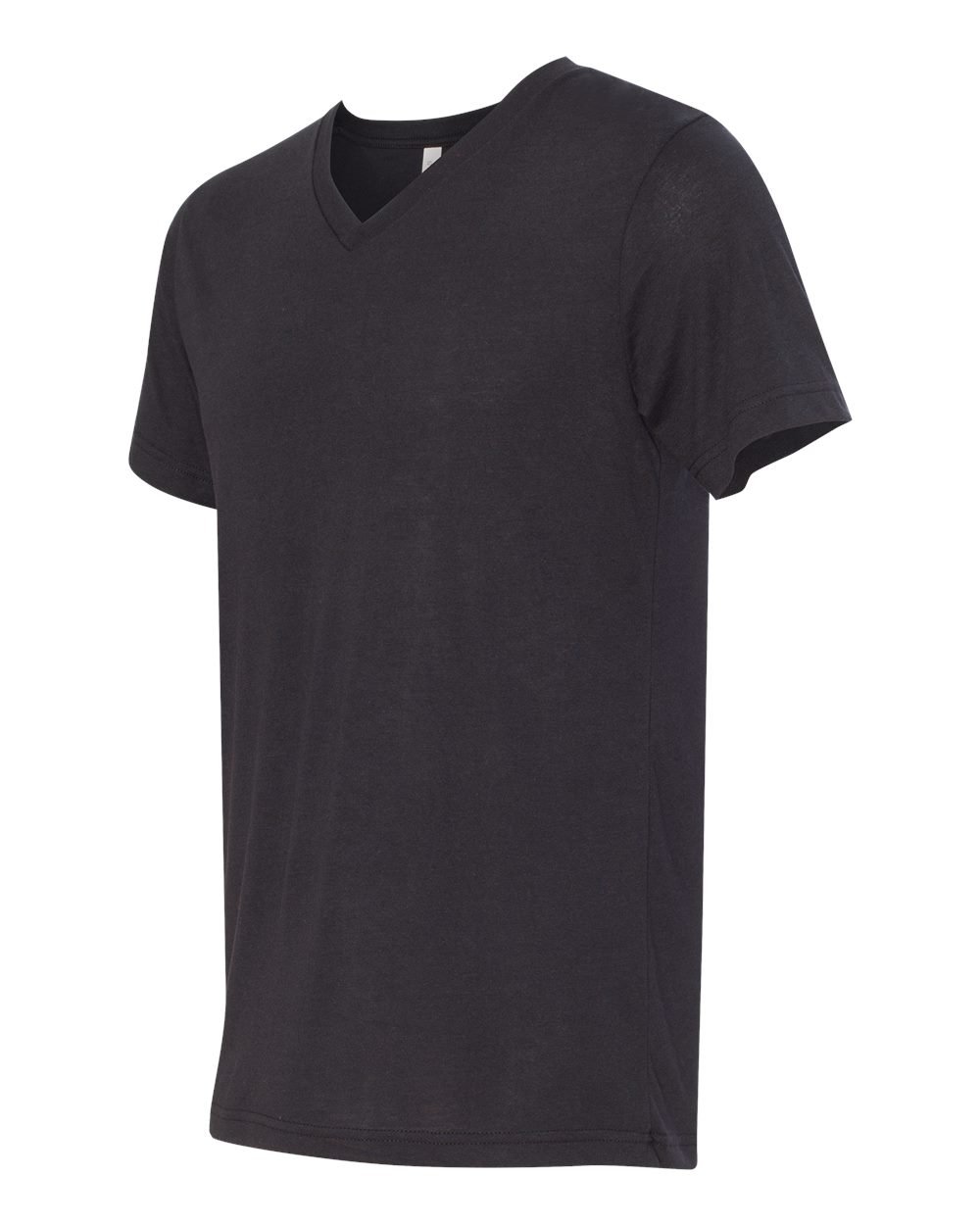Solid Black Triblend Triblend V-Neck Short Sleeve Tee - 3415