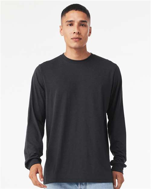 Solid Dark Grey Triblend Triblend Long Sleeve Tee - 3513