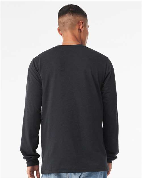 Solid Dark Grey Triblend Triblend Long Sleeve Tee - 3513