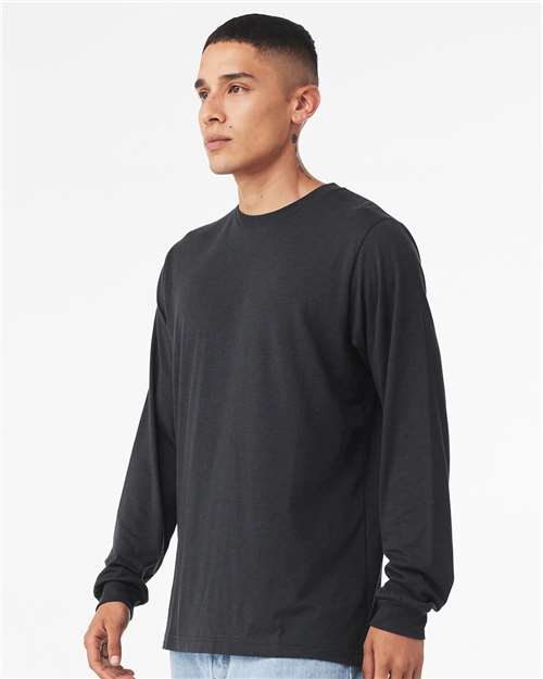 Solid Dark Grey Triblend Triblend Long Sleeve Tee - 3513
