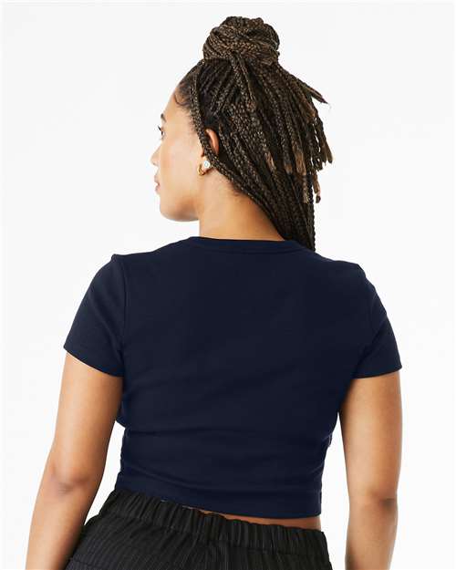 Solid Navy Blend Women's Micro Rib Baby Tee - 1010