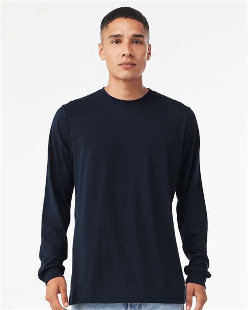Solid Navy Triblend Triblend Long Sleeve Tee - 3513