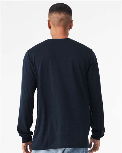 Solid Navy Triblend Triblend Long Sleeve Tee - 3513
