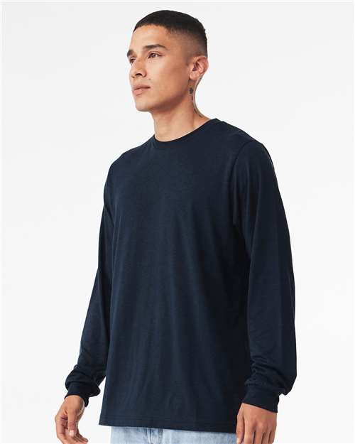 Solid Navy Triblend Triblend Long Sleeve Tee - 3513