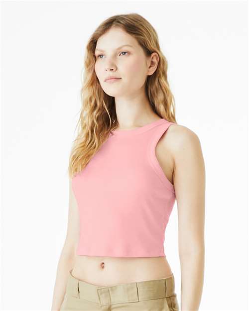 Solid Pink Blend Women's Micro Rib Racer Tank - 1019