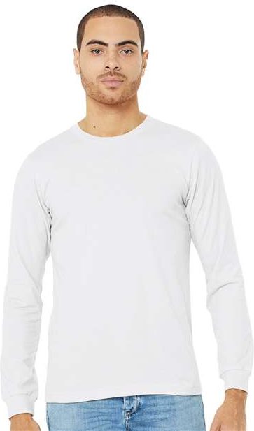 Solid White Blend Heather CVC Long Sleeve Tee - 3501CVC
