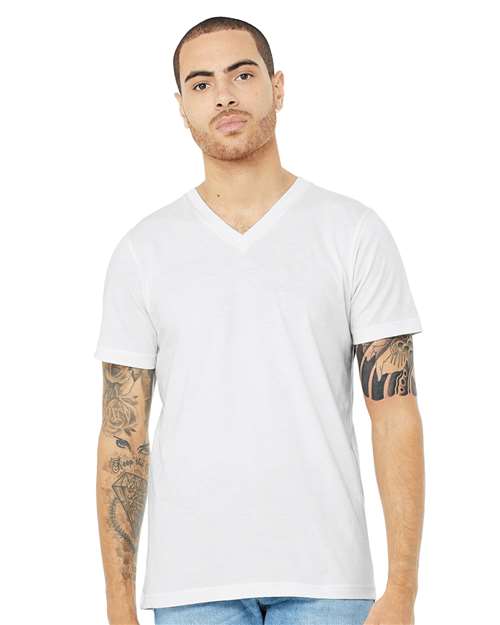 Solid White Blend Heather CVC V-Neck Tee - 3005CVC
