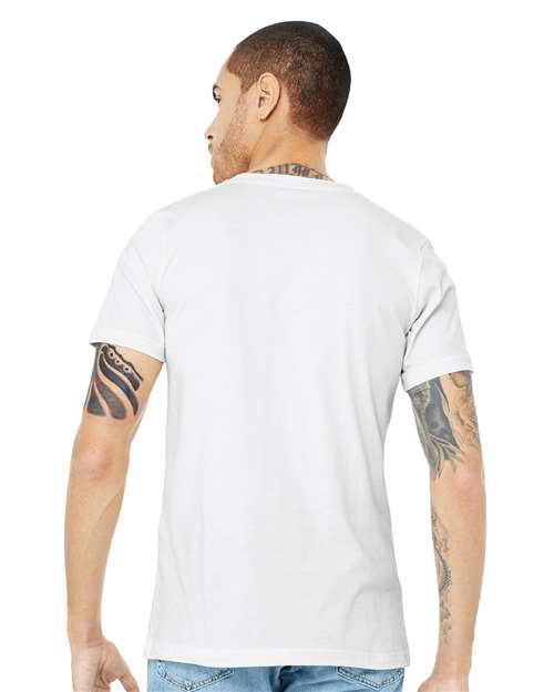 Solid White Blend Heather CVC V-Neck Tee - 3005CVC