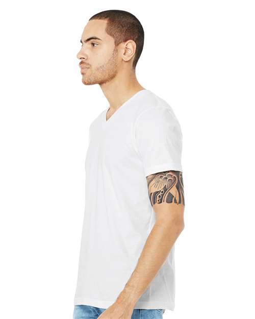 Solid White Blend Heather CVC V-Neck Tee - 3005CVC