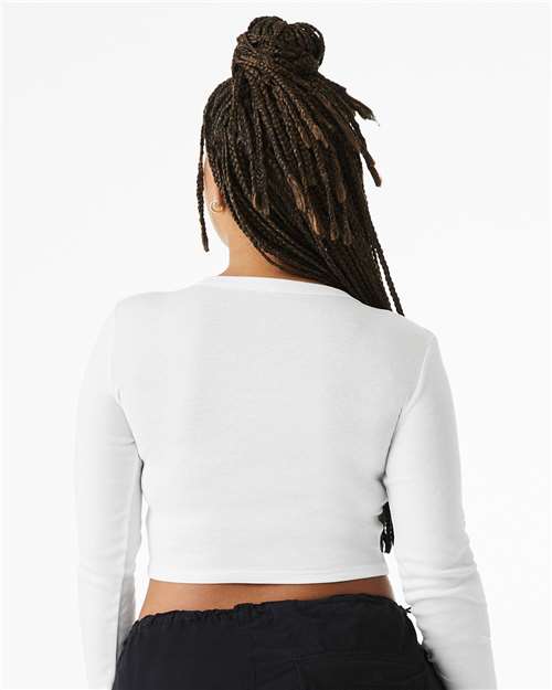 Solid White Blend Women's Micro Rib Long Sleeve Baby Tee - 1501