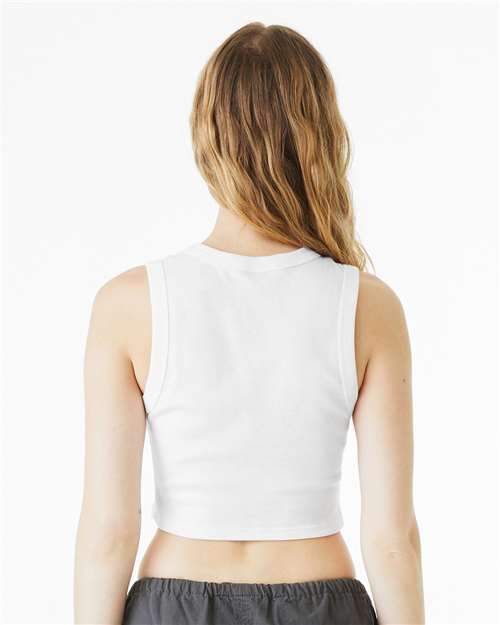 Solid White Blend Women's Micro Rib Muscle Crop Tank - 1013
