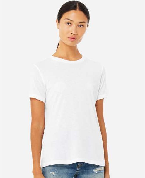 Solid White Blend Women’s Relaxed Fit Heather CVC Tee - 6400CVC