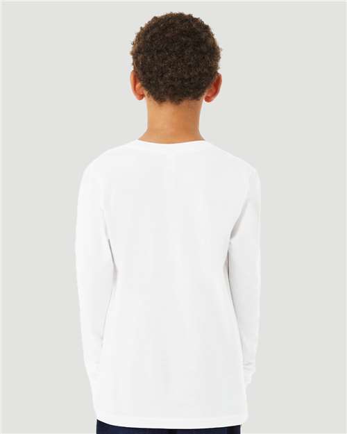 Solid White Blend Youth Heather CVC Long Sleeve Tee - 3501YCVC
