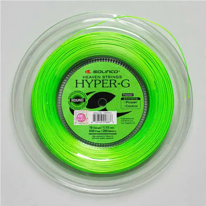 Solinco Hyper-g Round Reel 656’ (lime) Tennis String - Lime