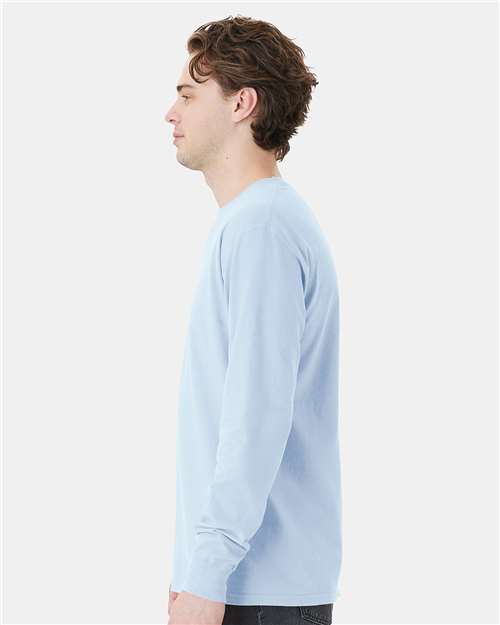 Soothing Blue Garment-Dyed Long Sleeve T-Shirt With a Pocket - GDH250
