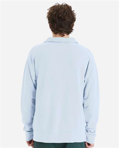 Soothing Blue Garment-Dyed Polo Collar Sweatshirt - GDH490