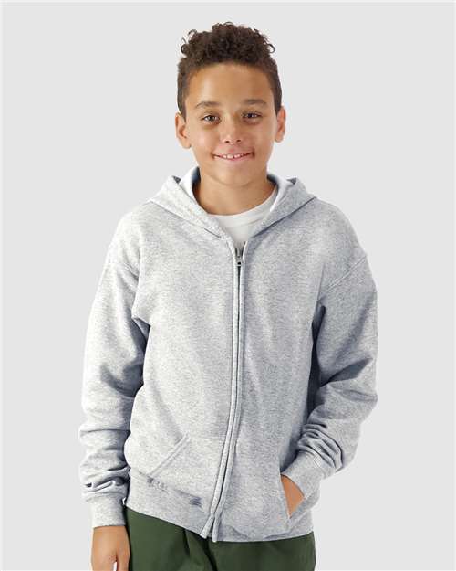 Sport Grey Heavy Blend™ Youth Full-Zip Hooded Sweatshirt - 18600B