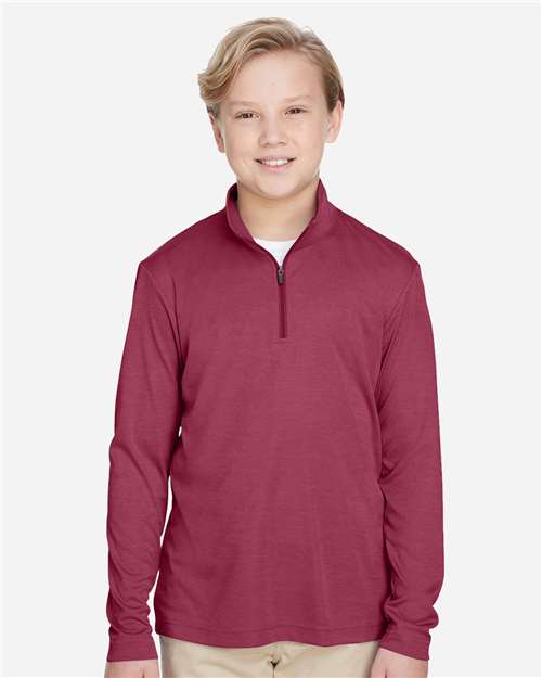 Sport Maroon Heather Youth Zone Sonic Heather Performance Quarter-Zip Pullolver - TT31HY