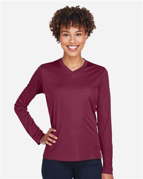 Sport Maroon Women's Zone Performance Long Sleeve T-Shirt - TT11WL