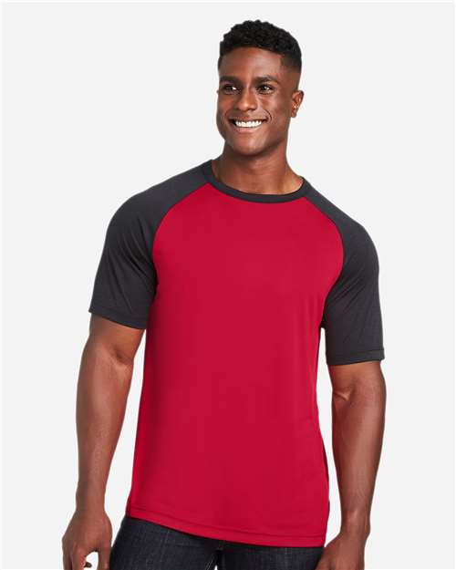 Sport Red/ Black Heather Unisex Zone Colorblock Raglan T-Shirt - TT62