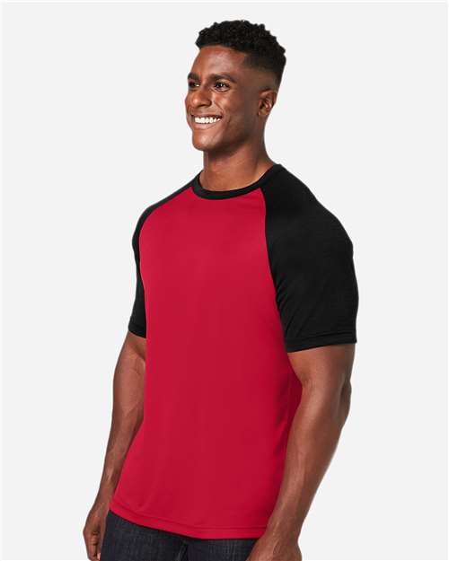 Sport Red/ Black Heather Unisex Zone Colorblock Raglan T-Shirt - TT62