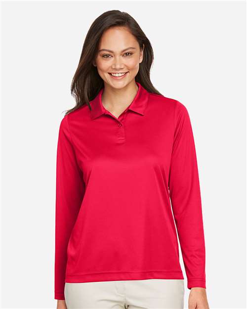Sport Red Women's Zone Performance Long Sleeve Polo - TT51LW