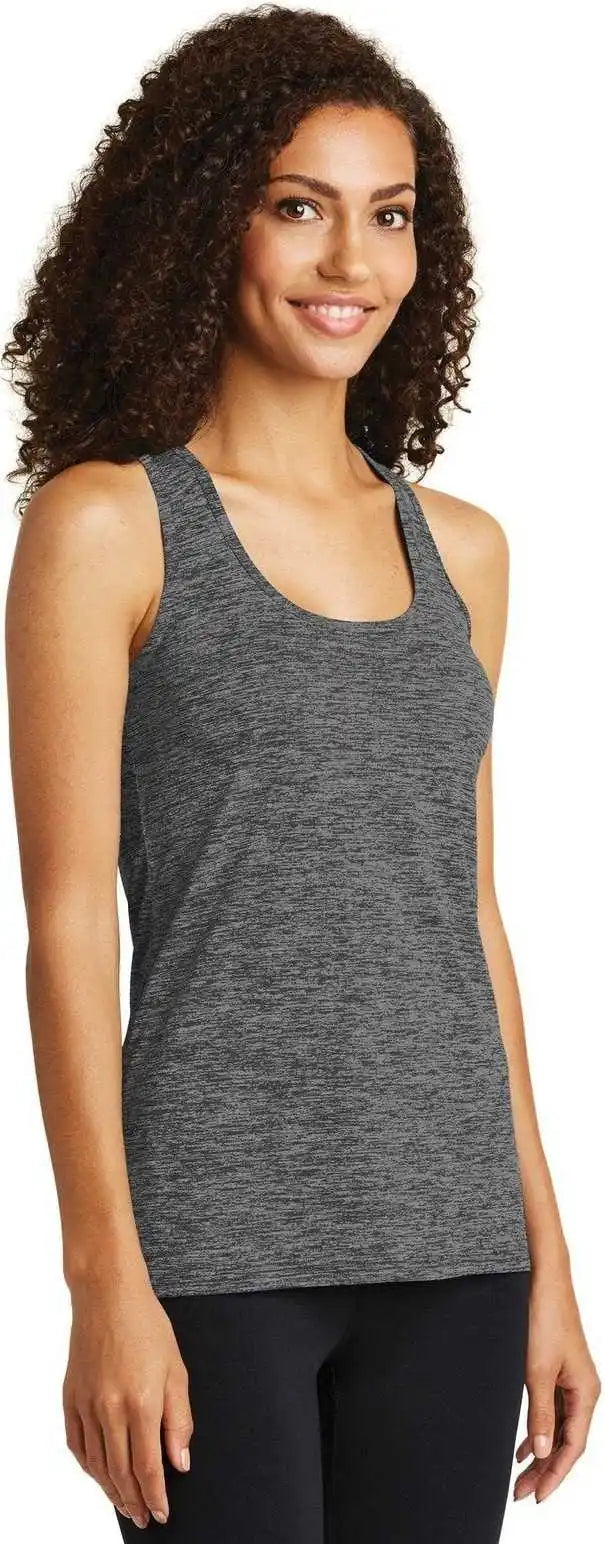 Sport-tek Lst396 Ladies Posicharge Electric Heather Racerback Tank - Gray-black