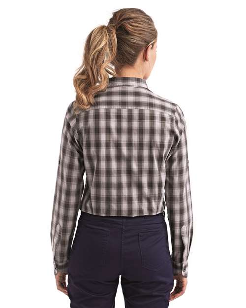 Steel/ Black Women's Mulligan Check Cotton Dress Shirt - RP350