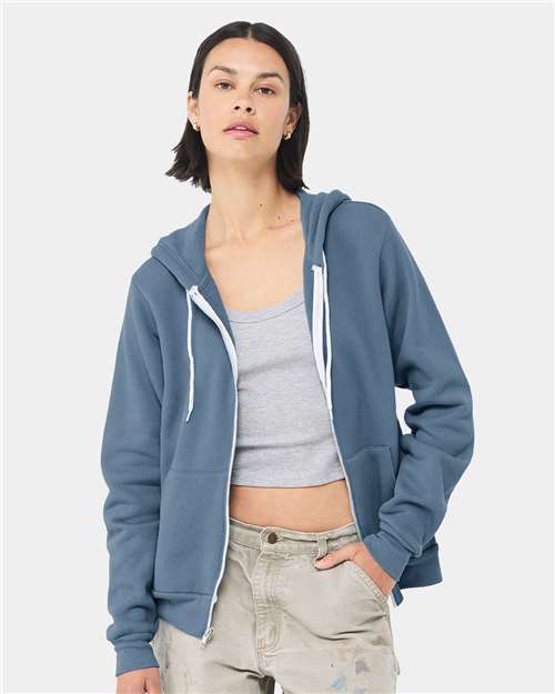 Steel Blue Sponge Fleece Full-Zip Hoodie - 3739