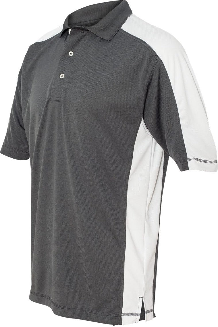 Steel/ White Colorblocked Moisture Free Mesh Polo - 0465