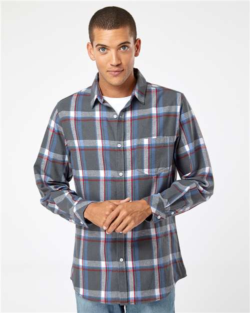 Steel/ White Open Pocket Flannel Shirt - 8212