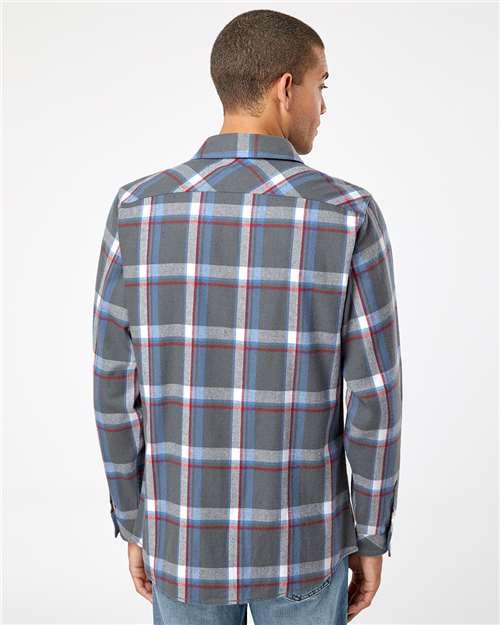 Steel/ White Open Pocket Flannel Shirt - 8212