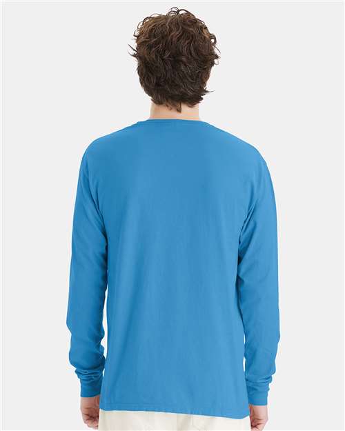 Summer Sky Blue Garment-Dyed Long Sleeve T-Shirt - GDH200