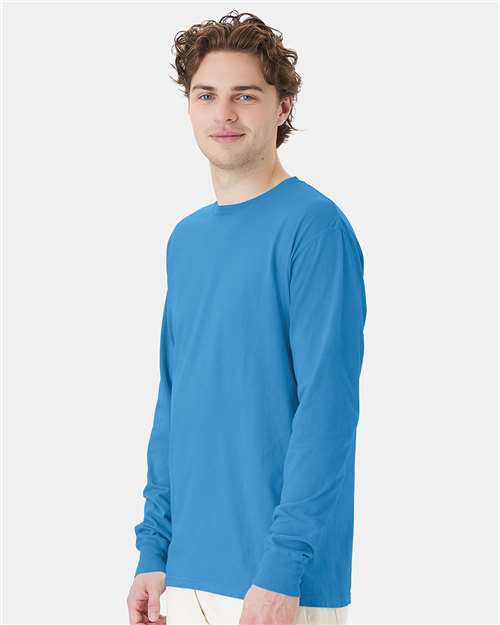 Summer Sky Blue Garment-Dyed Long Sleeve T-Shirt - GDH200