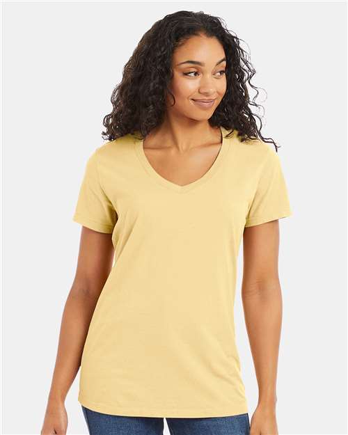 Summer Squash Yellow Garment-Dyed Women's V-Neck T-Shirt - GDH125