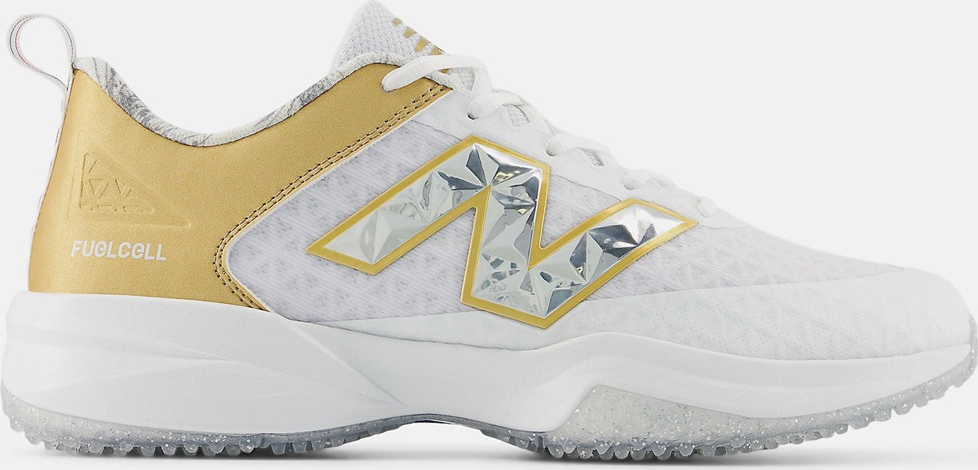 New Balance 4040v8 Fresh Foam Turf Baseball Shoe - Silver White Gold - HIT a Double - 1