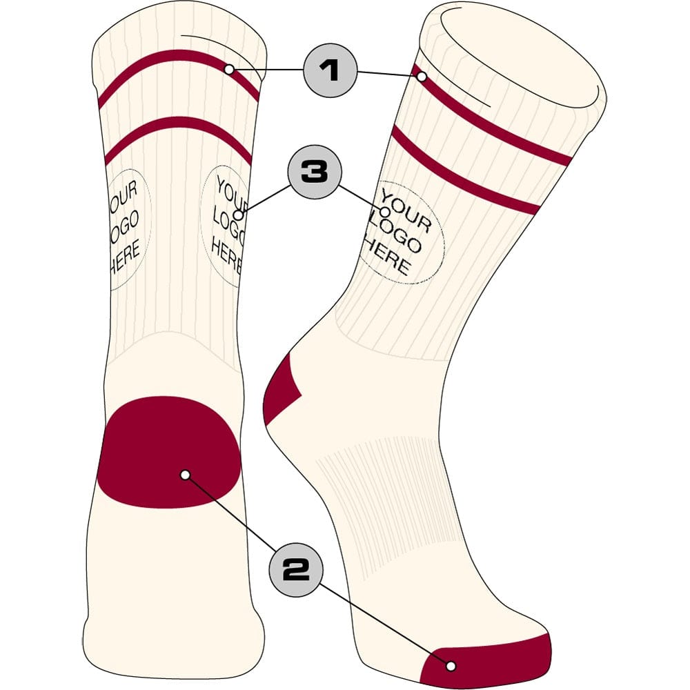 TCK Customizable Crew Socks Vintage - Thin Stripes