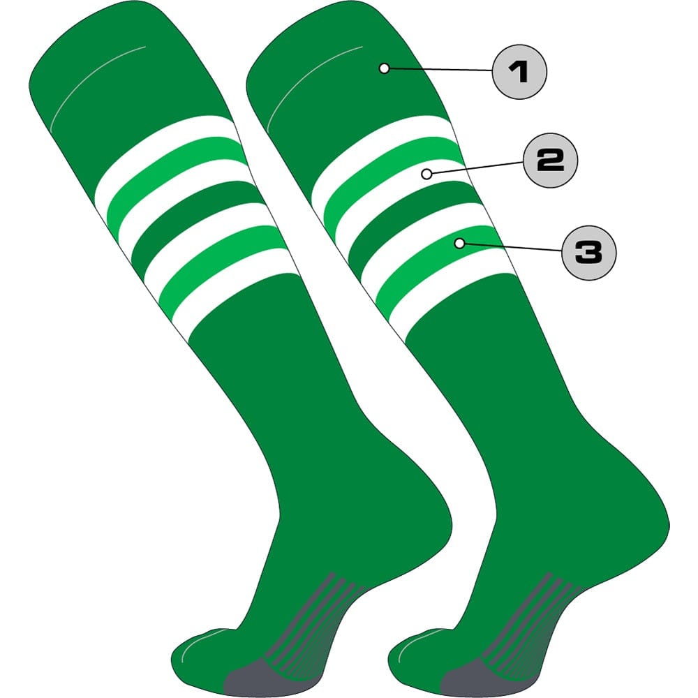 TCK Customizable Dugout Knee High Striped Baseball Socks - Pattern I