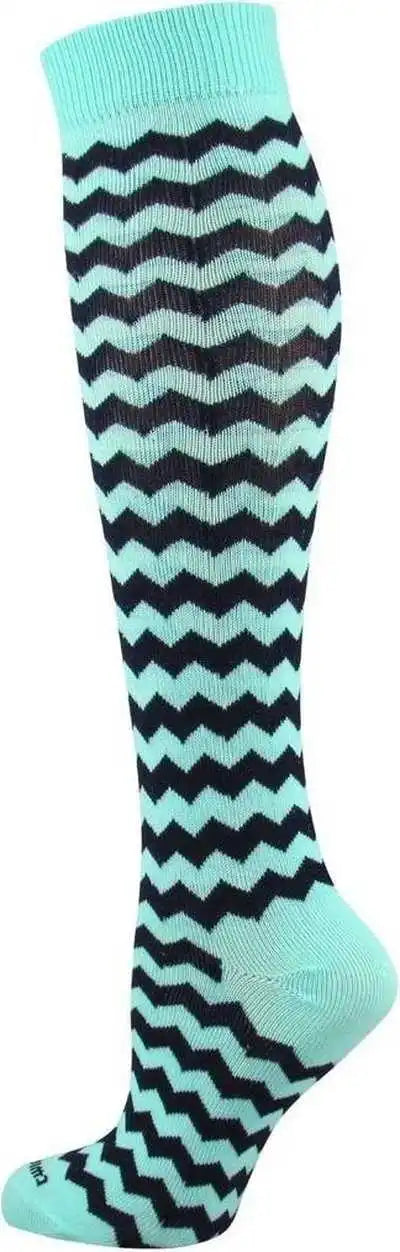 Tck Krazisox Chevron Knee High Socks - Mint Navy