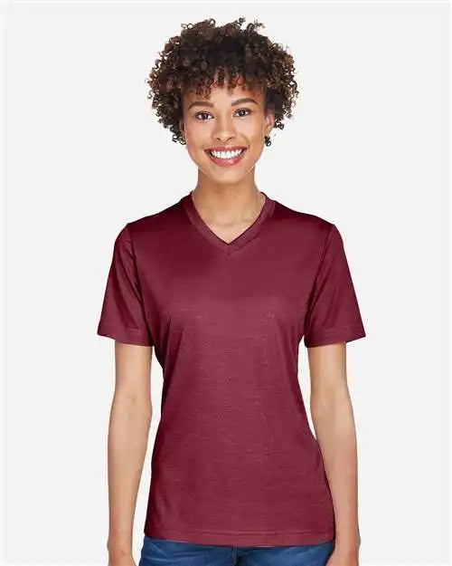 Team 365 Tt11hw Women’s Sonic Heather Performance T-shirt - Sport Maroon