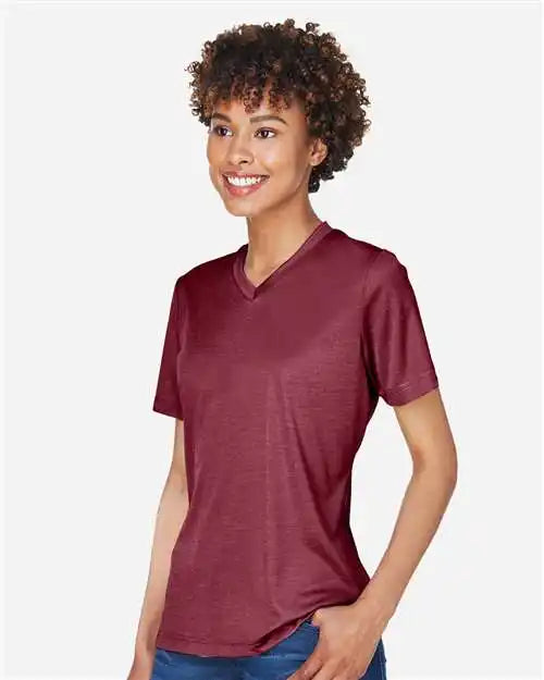 Team 365 Tt11hw Women’s Sonic Heather Performance T-shirt - Sport Maroon