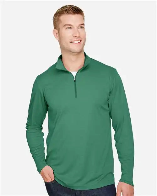 Team 365 Tt31h Men’s Zone Sonic Heather Performance Quarter-zip Pullover - Sport Forest