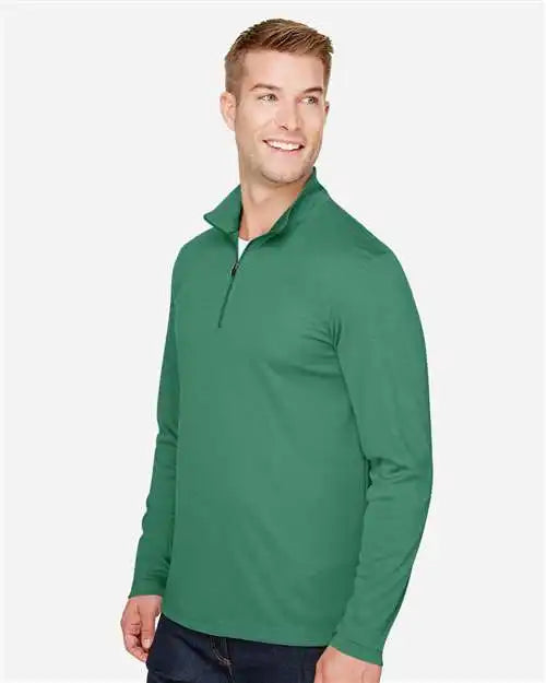 Team 365 Tt31h Men’s Zone Sonic Heather Performance Quarter-zip Pullover - Sport Forest