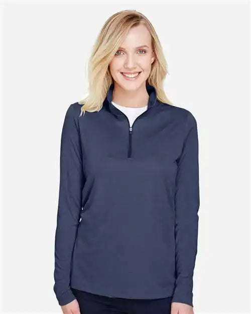 Team 365 Tt31hw Women’s Zone Sonic Heather Performance Quarter-zip Pullover - Sport Dark Navy