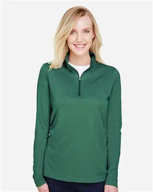 Team 365 Tt31hw Women’s Zone Sonic Heather Performance Quarter-zip Pullover - Sport Forest