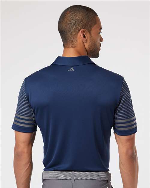 Team Navy Blue/ Grey Five Striped Sleeve Polo - A490