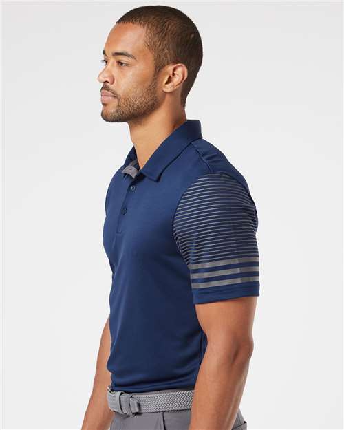 Team Navy Blue/ Grey Five Striped Sleeve Polo - A490